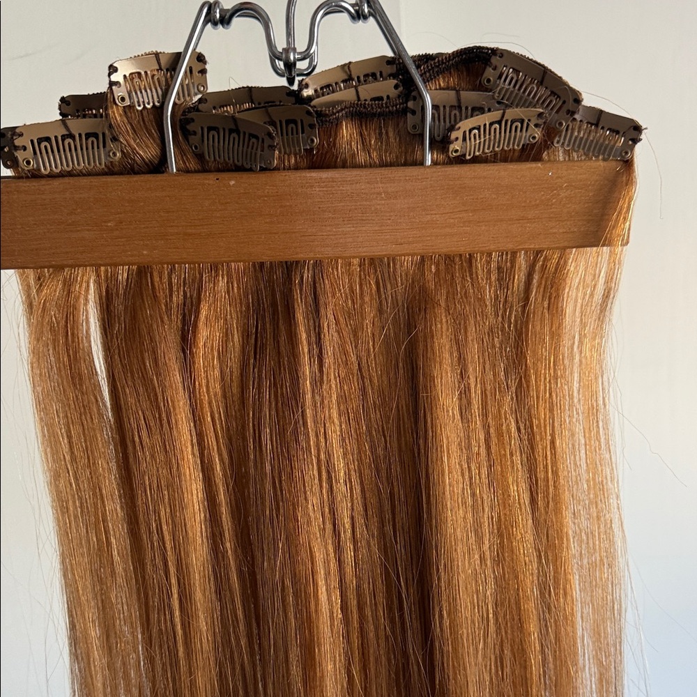 20” 100% Human Hair Copper Clip-In Extensions Straight Smooth Full Set 7 pcs - Picture 5 of 7